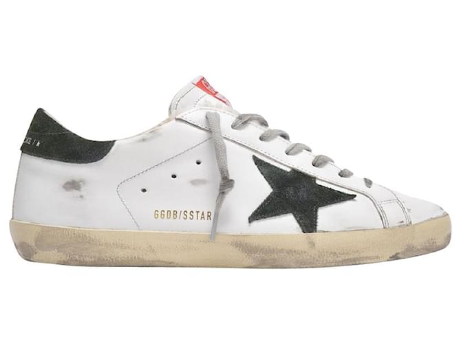 Golden Goose Deluxe Brand Super-Star Baskets in White Leather and Military  ref.559663